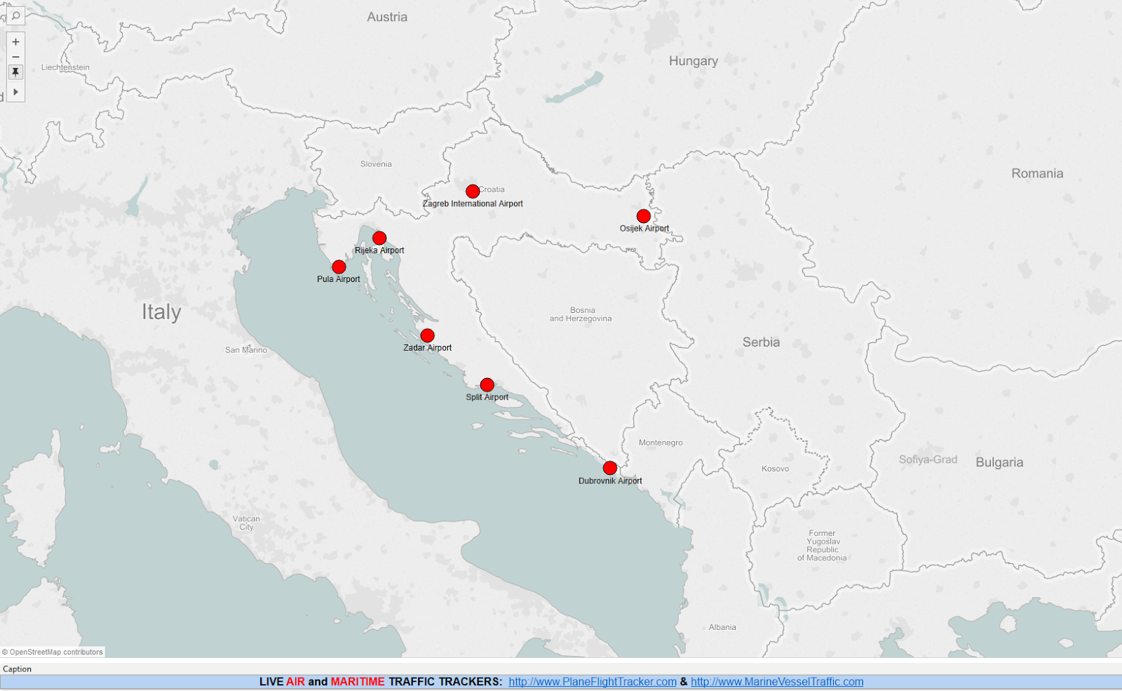 CROATIA AIRPORTS MAP